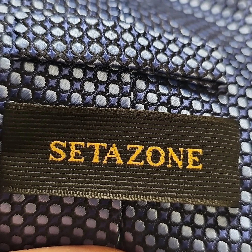 Men's‎ Blue Patterned Tie By SETAZONE.Pure Silk, Hand Made.